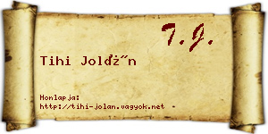 Tihi Jolán névjegykártya
